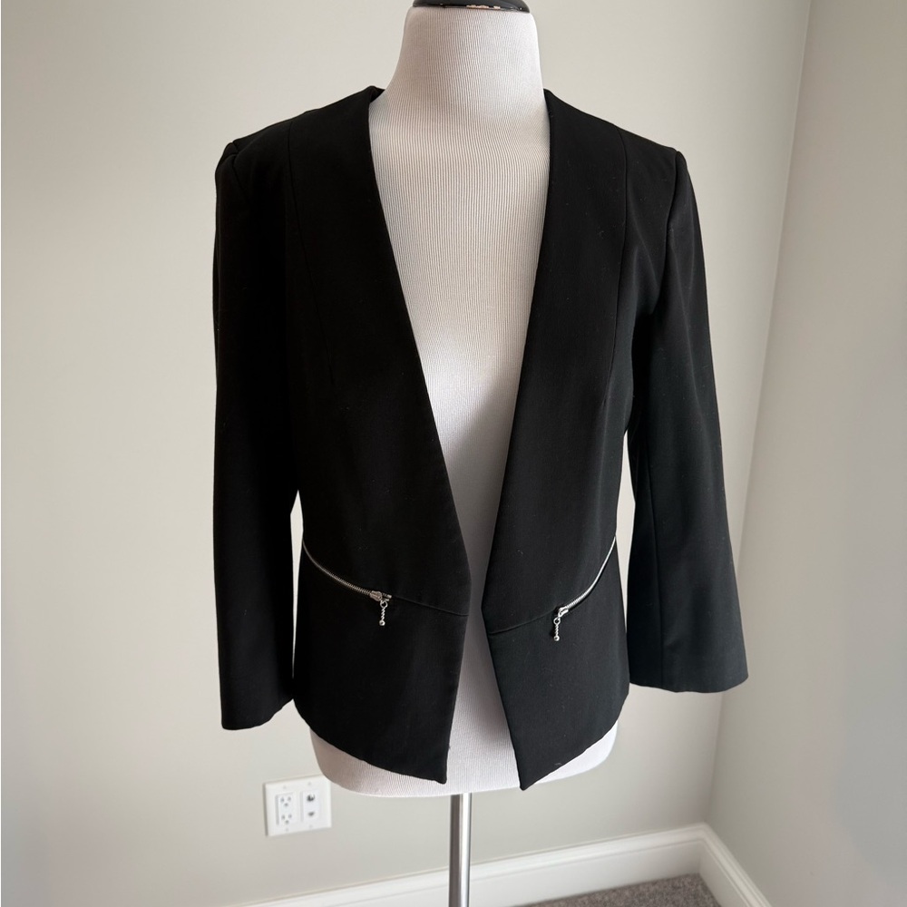 Express Black Women's Blazer with Zipper Detail
